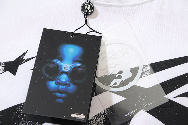White Graphic Print T-Shirt L440