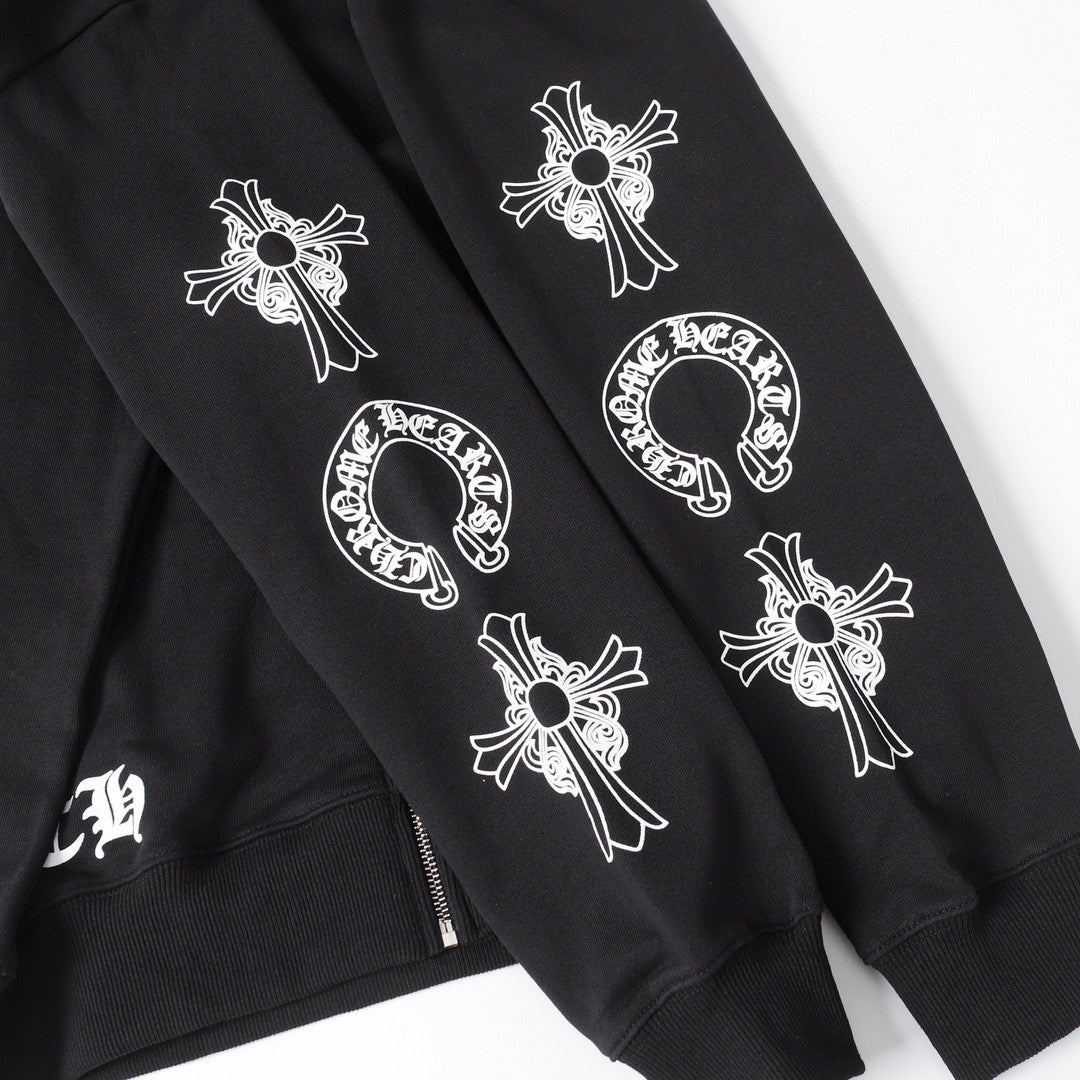 Black Embroidered Hoodie U160