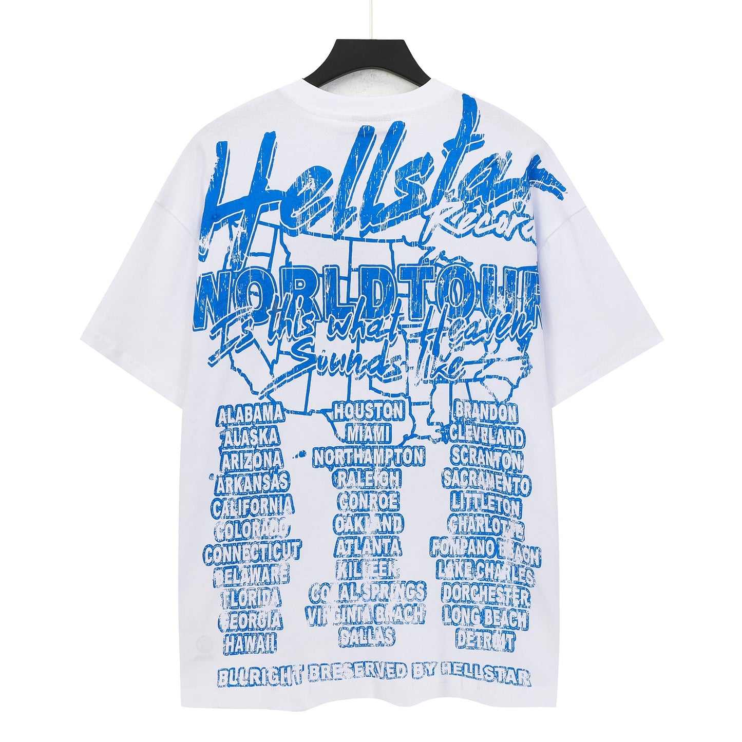White Blue Graphic Shirt E590