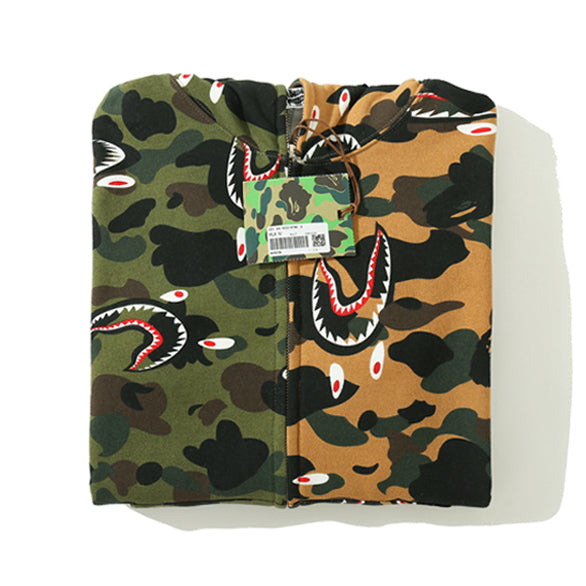Camo Shark Zipper Hoodie L535869