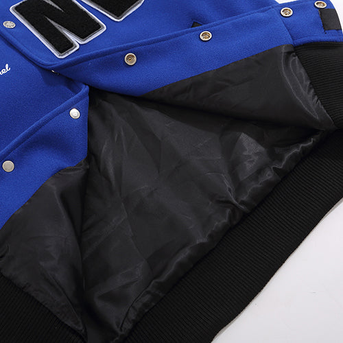 Leather Long Sleeve Baseball Jacket Q69388