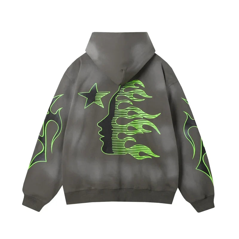 Grey Green Sport Hoodie F8111
