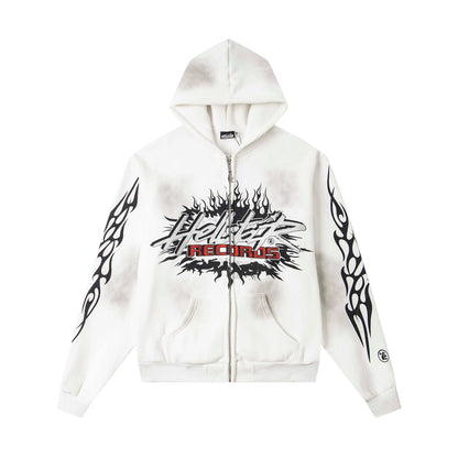 White Zip Up Hoodie T14884