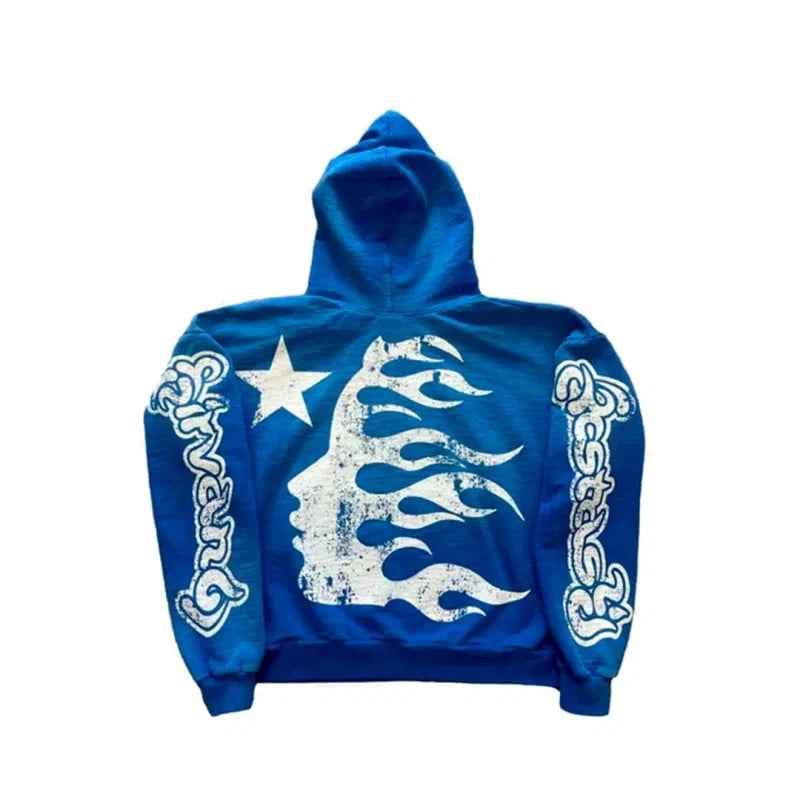 Blue White Hoodie Q412436